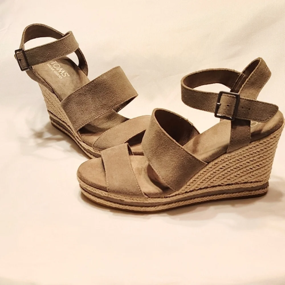 TOMS Women's Taupe Wedge Sandals
